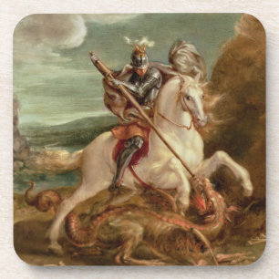 Porta-copo St George que massacra o dragão, (óleo no painel