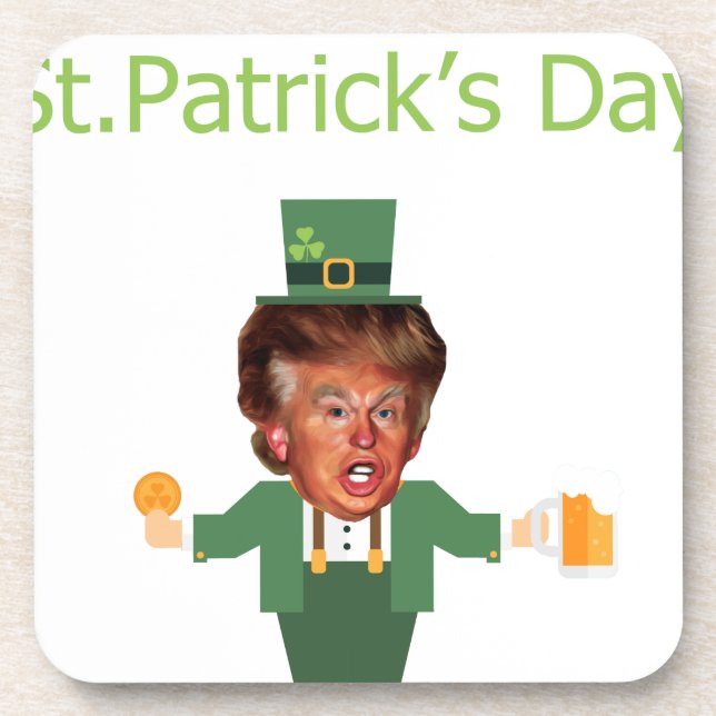 Porta-copo st patrics trump leprechaun (Frente)