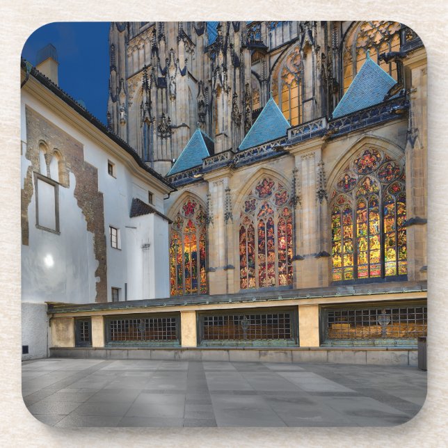 Porta-copo St. Vitus Cathedral Windows Hard Plastic Coaster (Frente)