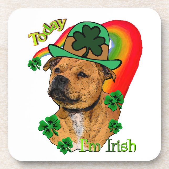 Porta-copo Staffordshire Bull Terrier St Patricks (Frente)