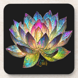 Porta-copo Stained Glass Colorful Lotus Flower on Black