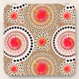 Porta-copo Starbursts e pinwheels, taupe, vermelho, branco