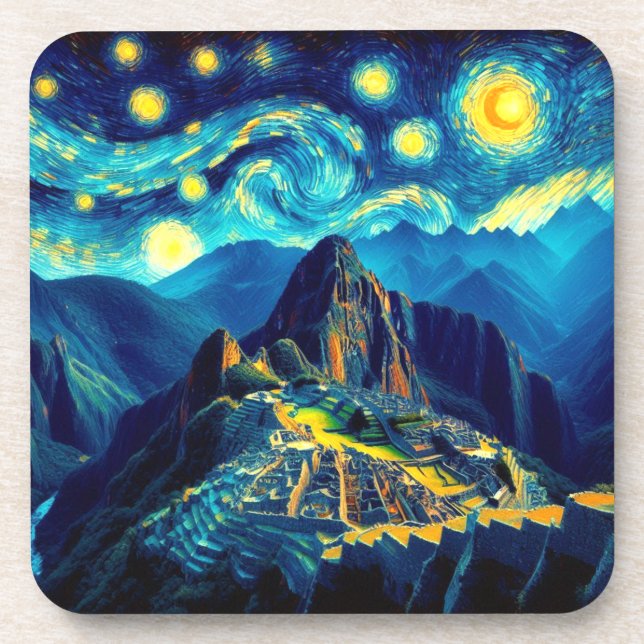 Porta-copo Starry Night Machu Picchu Peru (Frente)