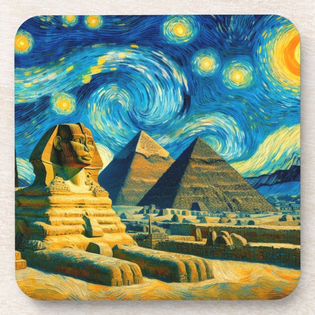 Porta-copo Starry Night Pyramids Sphinx Egito (Frente)