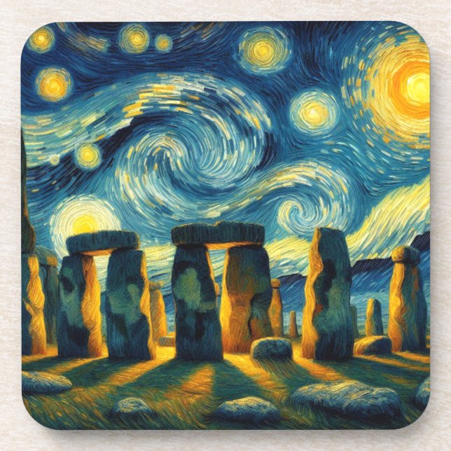 Porta-copo Starry Night Stonehenge (Frente)