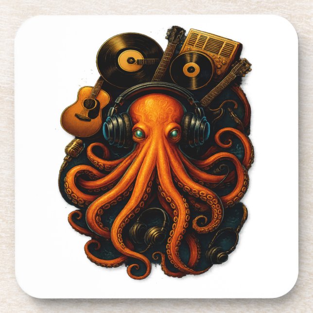 Porta-copo "Steampunk Octopus Sticker - Music Fantasy Vinyl D (Frente)