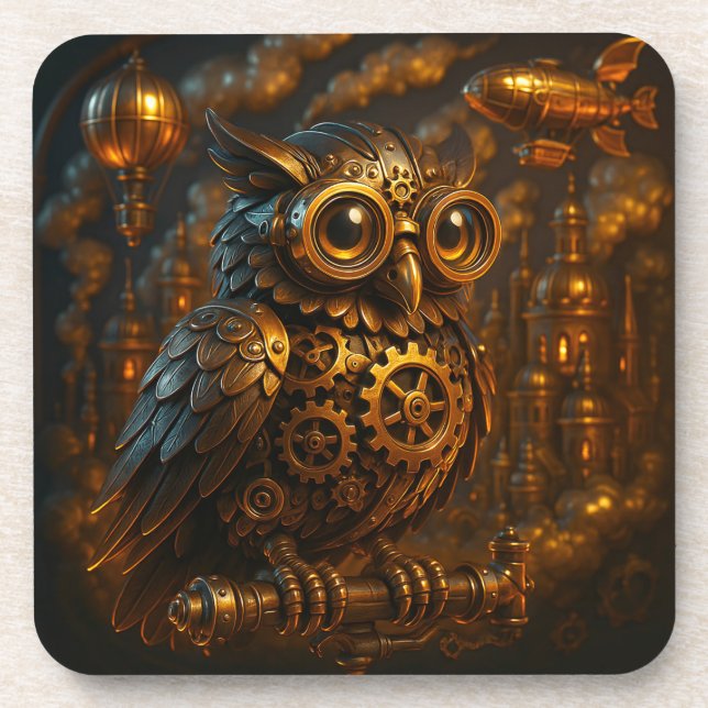 Porta-copo Steampunk Owl,  (Frente)
