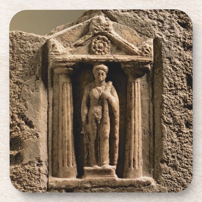 Porta-copo Stele votiva do mármore e do arenito com figu (Frente)