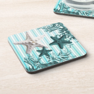 Porta-copo stripes aqua — conchas azuis