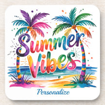 Summer Vibes Tropical Palm Tree Ocean Personalizad