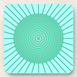 Porta-copo Sunburst Geométrico Moderno - Aqua e Seafoam Gree