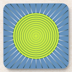 Porta-copo Sunburst Geométrico Moderno - Limão e Azul Denim