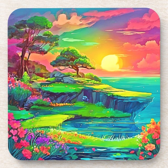 Porta-copo Sunset Cliff Paradise Art (Frente)