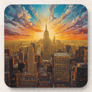 Porta-copo Sunset do ouro sobre Skyline Nova Iorque