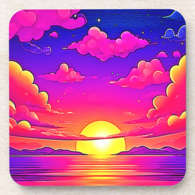 Porta-copo Sunset Rosa e Roxo (Frente)