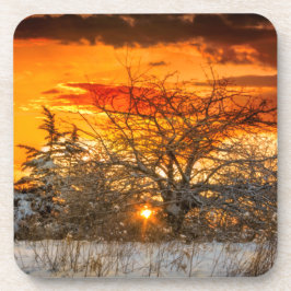 Porta-copo Sunset Vermont Winter Hard Plastic Coaster