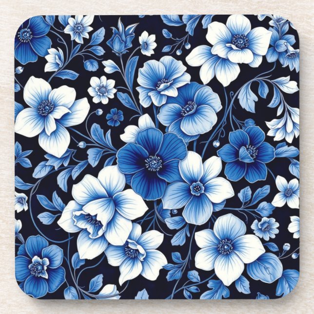 Porta-copo suporte de flores de veludo azul (Frente)