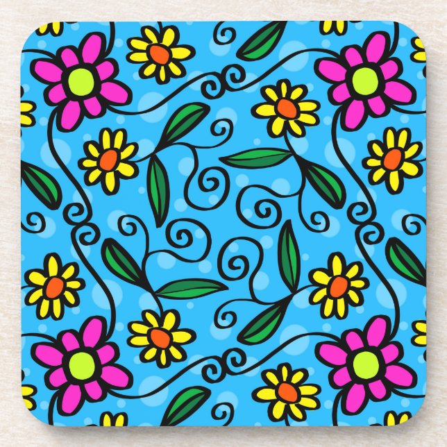 Porta-copo suporte de flores rabiscadas (Frente)