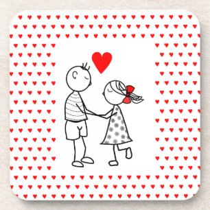 Porta-copo Suporte para Casal Romântico Corações de Amor