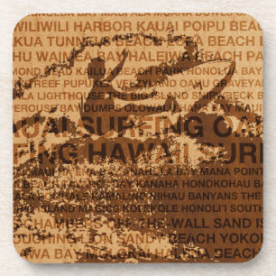 Porta-copo Surfing Hawaii Cutback Faux Wood Portas copos