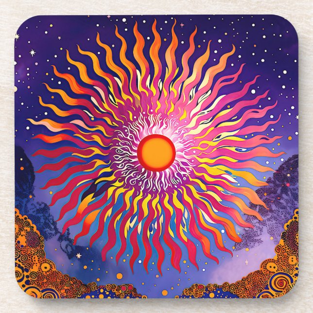 Porta-copo "Sussurros Solares no Céu" O Sol (Frente)