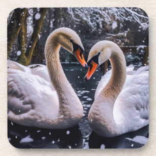 Porta-copo Swans Românticos em uma Terra Maravilha de inverno