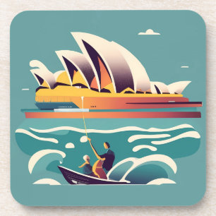 Porta-copo Sydney Opera House Austrália pintando souvenir