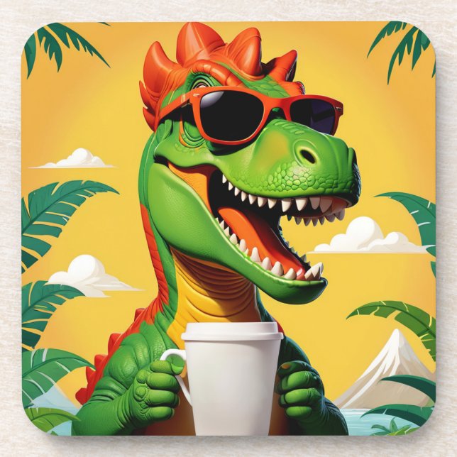 Porta-copo T-Rex Dinossauro Engraçado  (Frente)