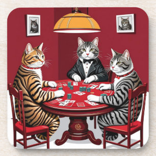 Porta-copo Tabby Cats Reproduzindo Poker