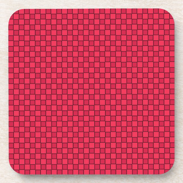 Porta-copo Tabuleiro de Xadrez Vermelho e Preto (Frente)