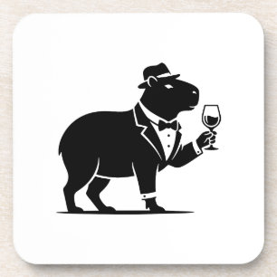 Porta-copo Taça de Vinho de Capivara Engraçada Minimalista Mo