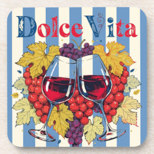 Porta-copo Taças de vinho azuis listradas rústicas Amalfi Dol