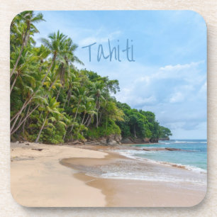 Porta-copo Tahiti Sand Beach Blue Sky Palm Trees