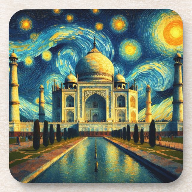 Porta-copo Taj Mahal India Starry Night (Frente)