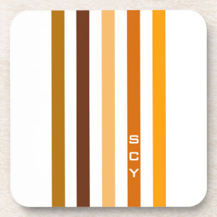 Porta-copo Tan Brown Orange Vertical Stripes Monograma
