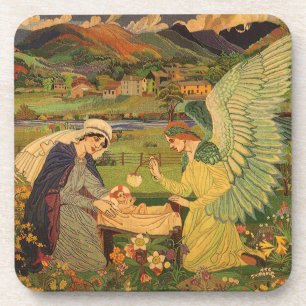 Porta-copo Tapeçaria Religiosa Vintage com Menino Jesus Crist