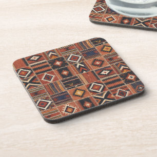 Porta-copo Tapete Geométrico de Kilim com Remendo Rústico