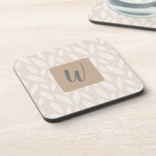Porta-copo Tapete para Bebidas Folhas Botânicas Bege Monogram