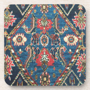 Porta-copo Tapete Persa Turco Oriental Antigo Azul