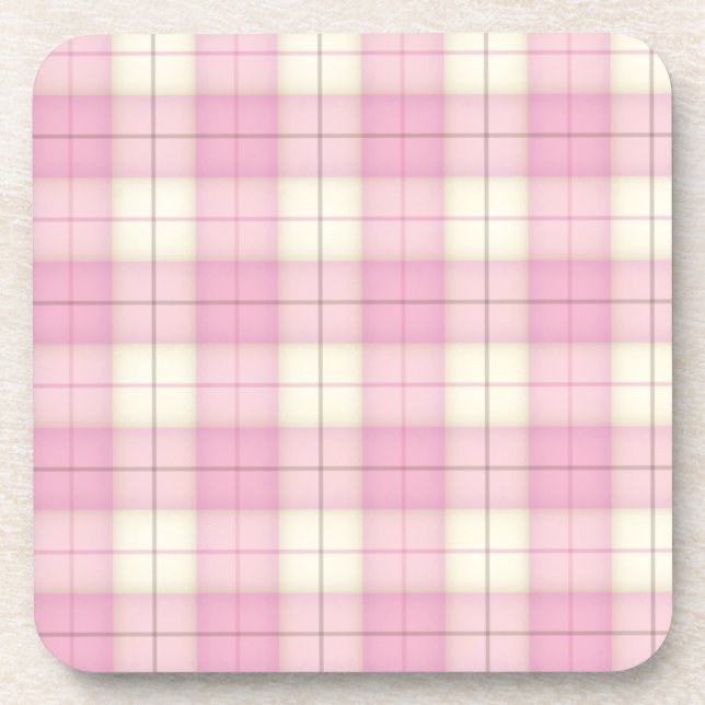 Porta-copo Tartan de Xadrez rosa pálido (Frente)
