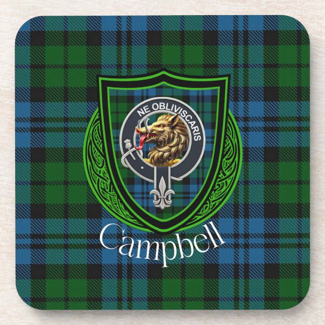 Porta-copo Tartan e Brasão do Clã Escocês Campbell (Frente)