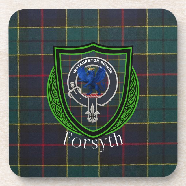 Porta-copo Tartan e Brasão do Clã Escocês Forsyth (Frente)