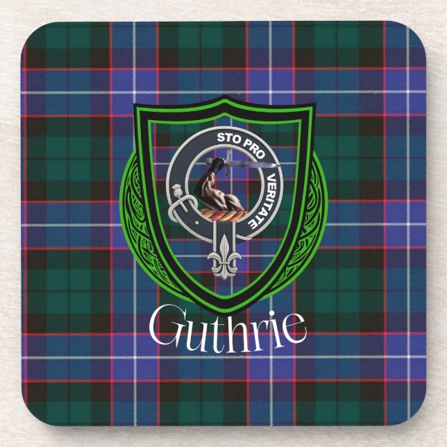 Porta-copo Tartan e Brasão do Clã Escocês Guthrie (Frente)