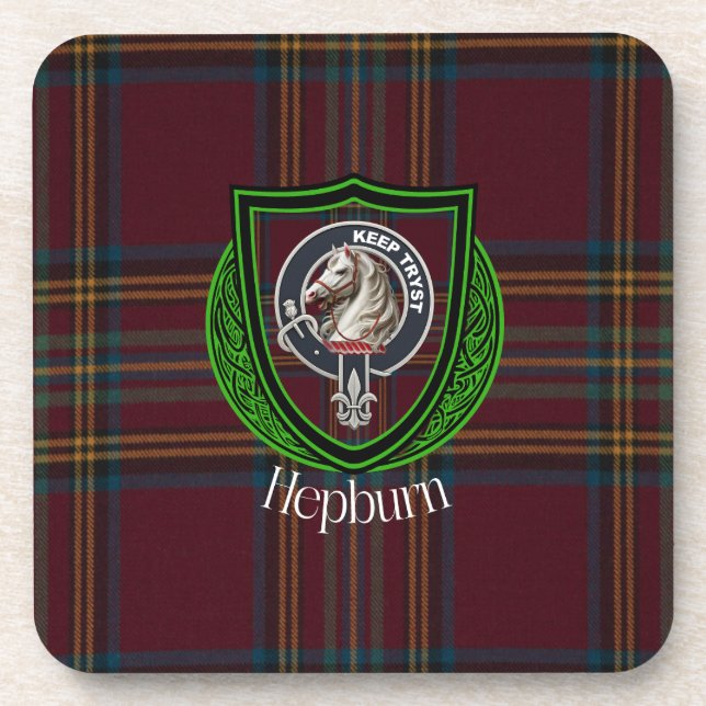 Porta-copo Tartan e Brasão do Clã Escocês Hepburn (Frente)