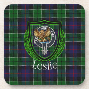 Porta-copo Tartan e Brasão do Clã Escocês Leslie