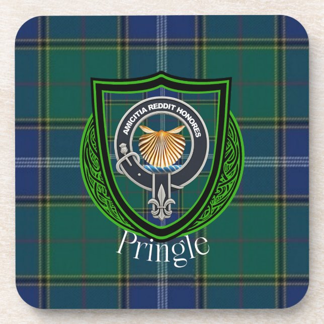 Porta-copo Tartan e Brasão do Clã Escocês Pringle (Frente)