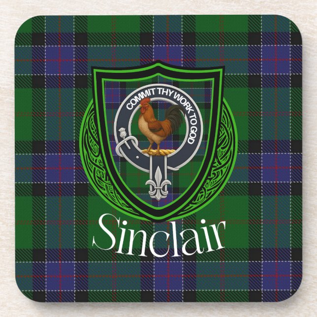 Porta-copo Tartan e Brasão do Clã Escocês Sinclair (Frente)