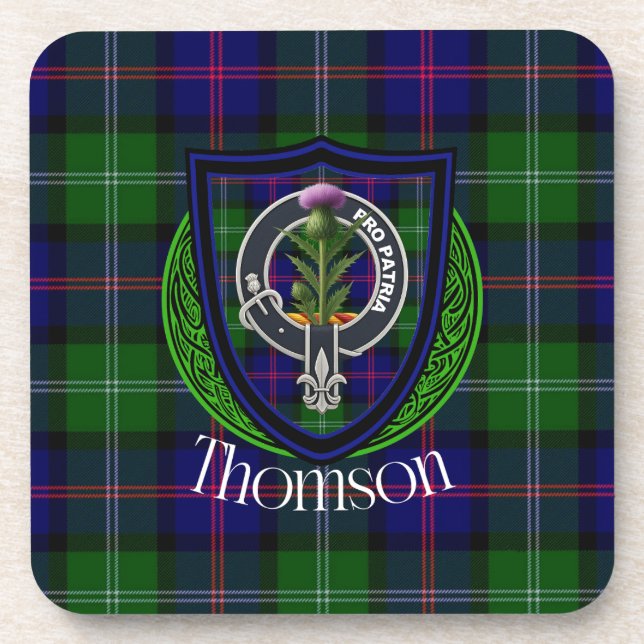 Porta-copo Tartan e Brasão do Clã Escocês Thomson (Frente)