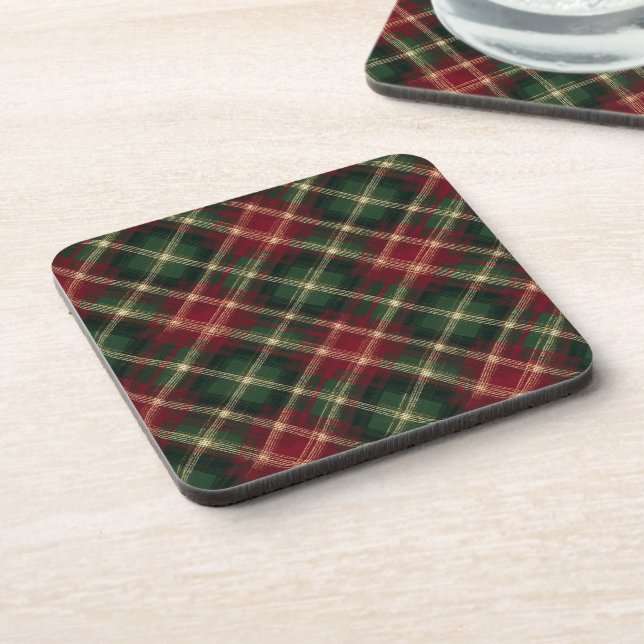 Porta-copo Tartan Plain Festive Hard Plastic Coaster Set (Left Side)