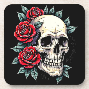 Porta-copo Tatuagem de Rosas do crânio
